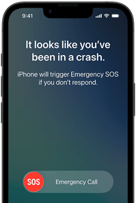 iPhone 17e, преден екстериор, заоблени ъгли, използва функцията Crash Detection