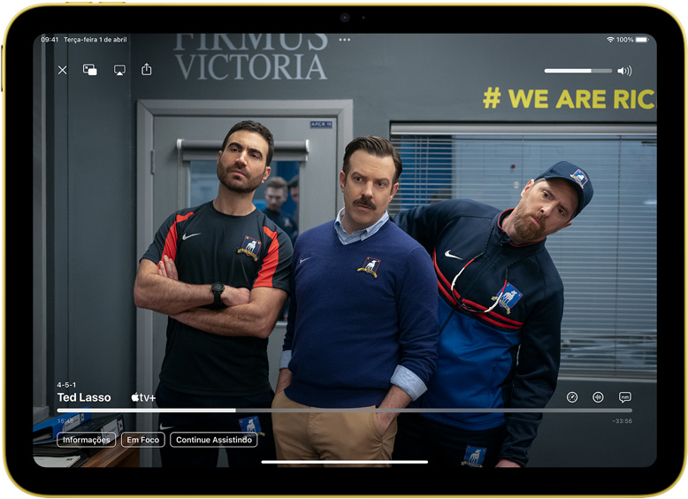 Série Ted Lasso do Apple TV Plus no iPad.