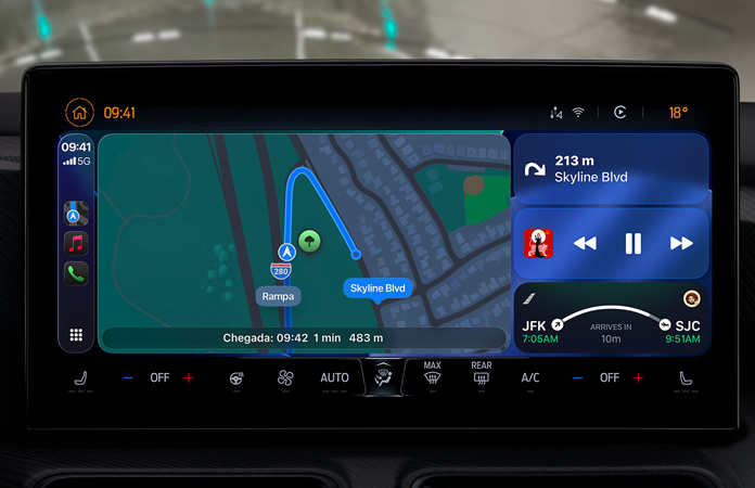 CarPlay em um veículo destacando seu novo design