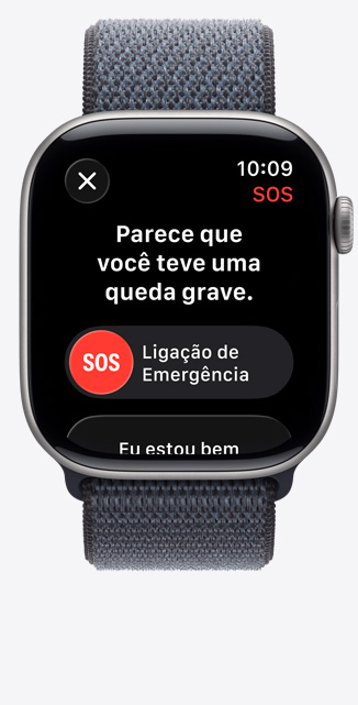 Apple Watch Series 11 com caixa cinza-espacial de alumínio, alerta de detecção de acidente, opção de ligação de emergência, pulseira loop esportiva roxo-névoa