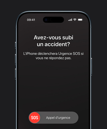 iPhone Air, face avant, fonctionnalité Détection d’accident en cours d’utilisation