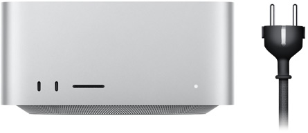 Mac Studio alongside its power cord