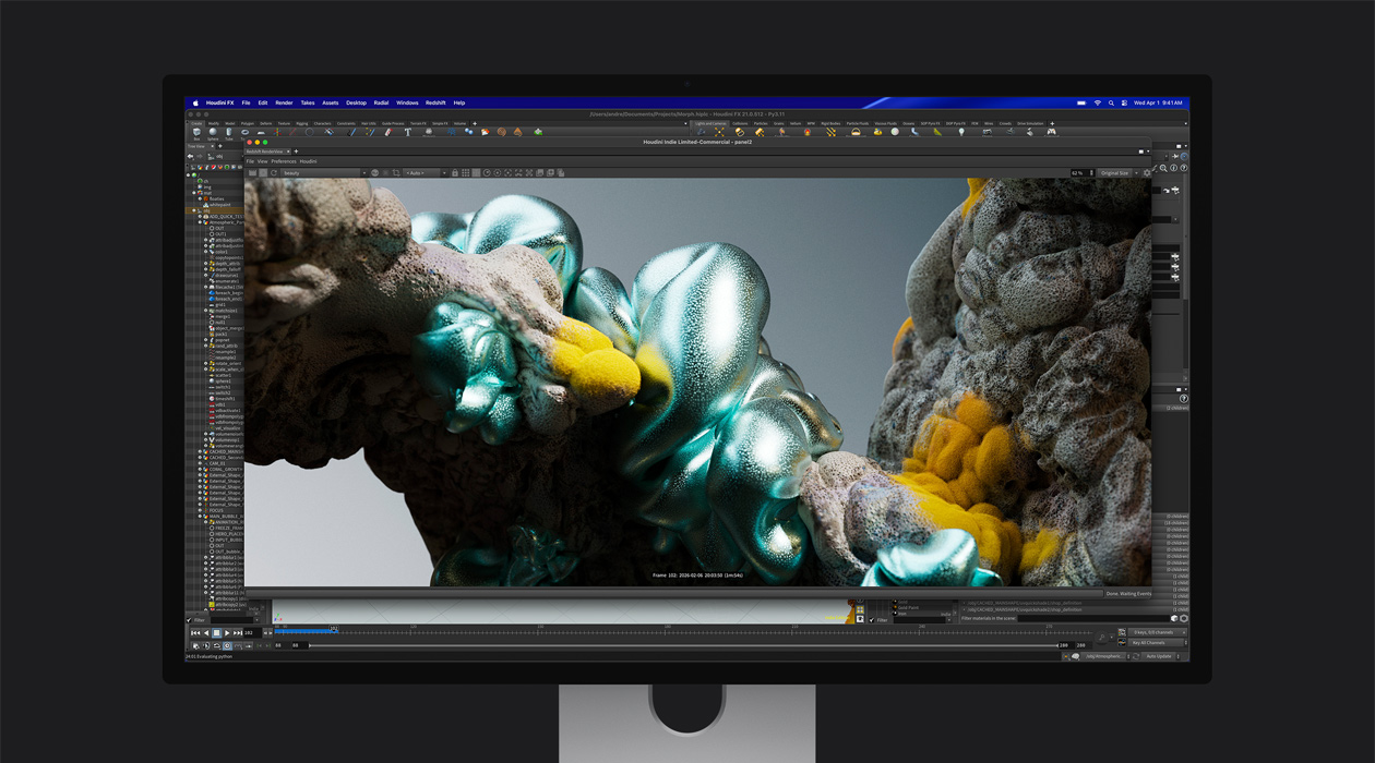 Állókép egy animációs fájlról a Studio Display XDR-en