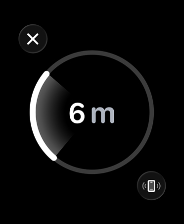 Precision Finding, white progress bar encircles estimated distance to misplaced iPhone