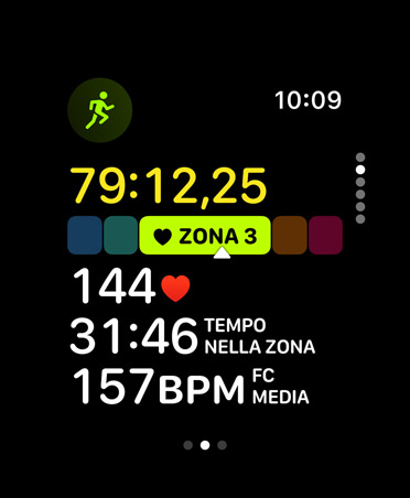 App Allenamento, dati delle zone di frequenza cardiaca, frequenza cardiaca nella zona 3