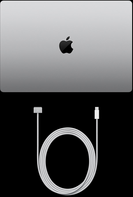 16 colių „MacBookPro“ ir „USB-C to MagSafe 3“ laidas