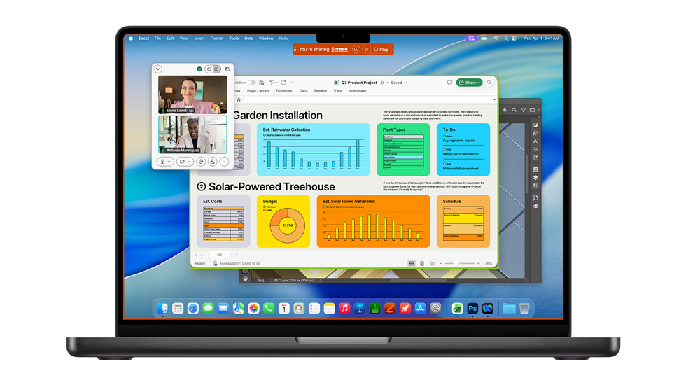 شاشة&nbsp;Mac مع&nbsp;نظام&nbsp;macOS&nbsp;Tahoe تعرض عدة&nbsp;تطبيقات مفتوحة بما&nbsp;في&nbsp;ذلك Webex وExcel‏.