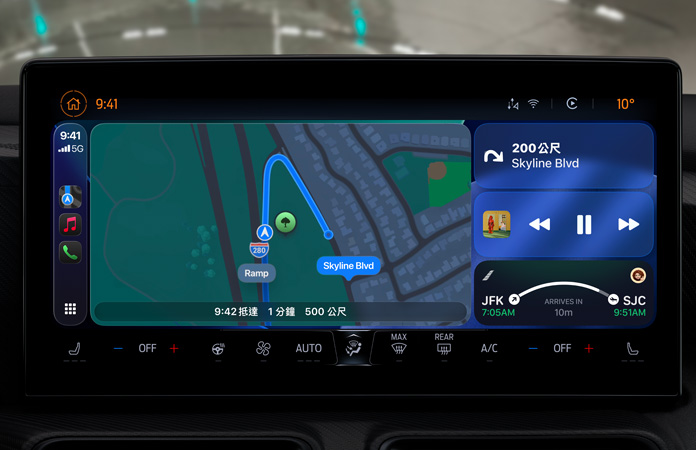 汽車內的 CarPlay，突顯全新設計