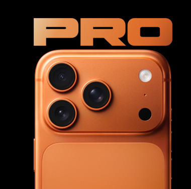 A back view of the top third of an iPhone 17 Pro in Cosmic Orange showing all three 48 MP cameras.
