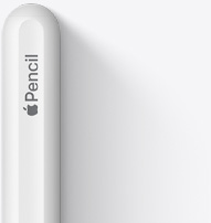 Apple Pencili (2. põlvkond) ülaosa on kujutatud ümara otsa, Apple'i logo ja sõnaga „Pencil“.
