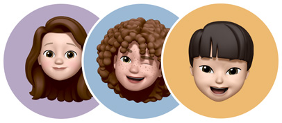 Three overlapping circles with Memojis, each representing a unique Child Account.