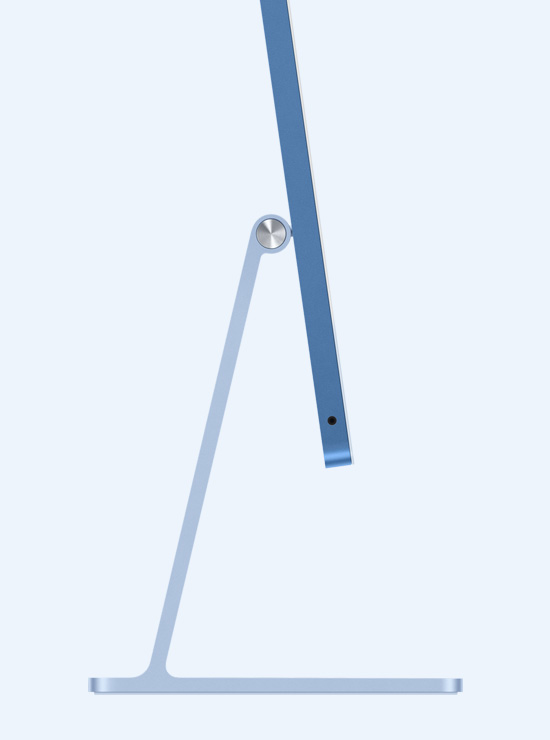 Side profile of a blue iMac