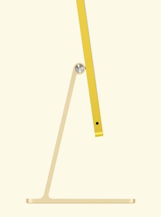 Side profile of a yellow iMac
