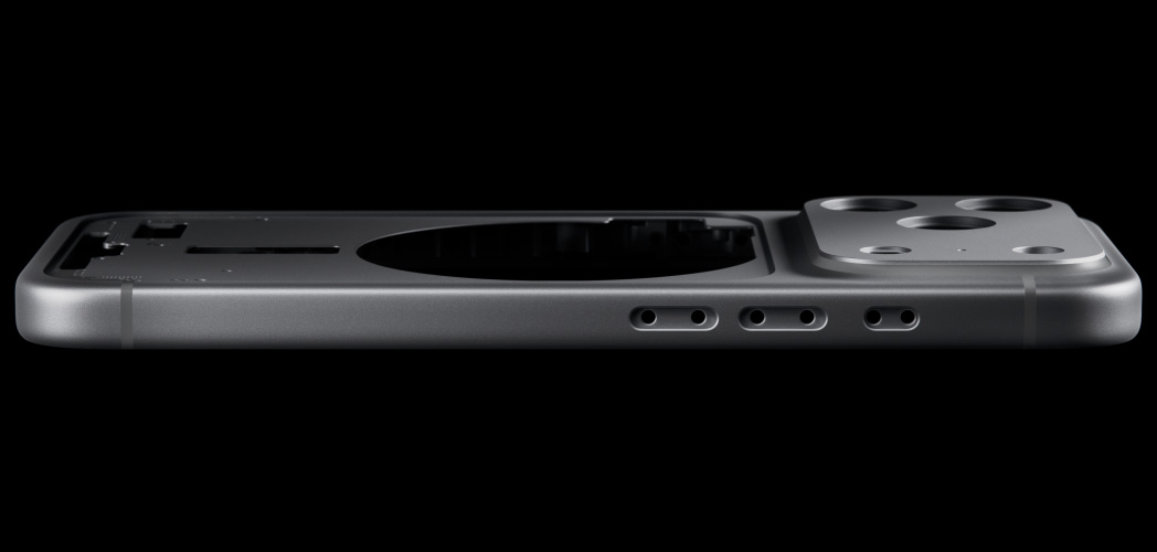 iPhone 17 Pro, parte trasera, estructura unibody de aluminio forjado