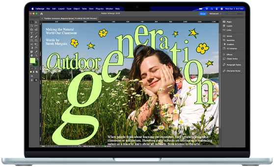 MacBook Air con un progetto Adobe InDesign